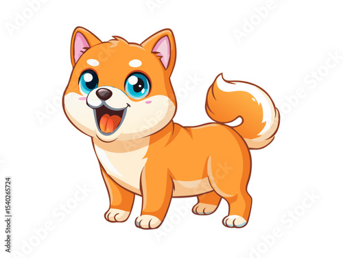 A cute cartoon kitten vector illustration of a happy domestic pet cat