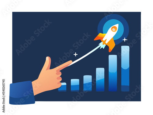 business man pushing graph