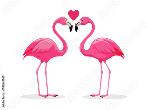 Graceful pink flamingos in a tropical water setting, a perfect vector illustration for nature and wildlife designs