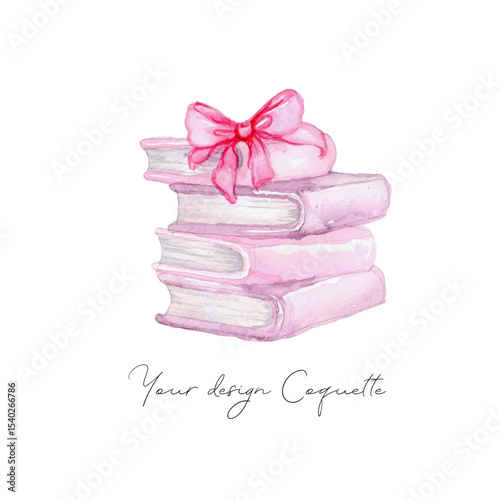 Illustration with books and bow, cute and flirty .Vector graphics are suitable for decorating any design.
