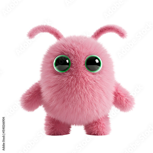 A Fluffy Pink Creature A Digital Rendering of a Plush Toy isolated on transparent bacckground