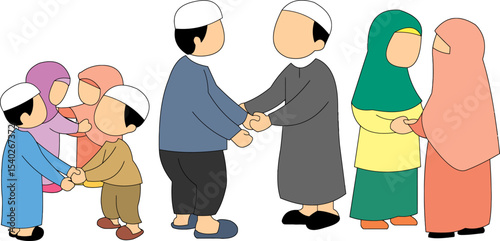 Muslim Gathering: A symbolic illustration depicting a gathering of Muslim individuals, showcasing harmony, and mutual respect. A visual representation of unity.