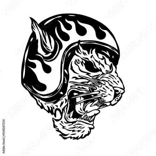 tiger helmt tattoo vector
