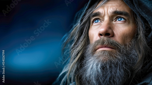 Abraham gazing at star-filled sky with faith and hope, symbolizing God’s sacred promise in biblical visionary scene.