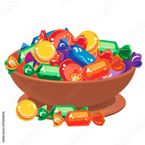 candies in a brown plate without background