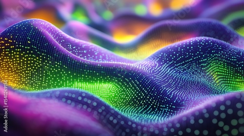 Colorful abstract waves with a digital texture effect.
