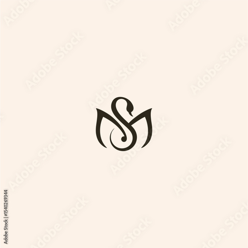 SM concept logo vector with swan shape