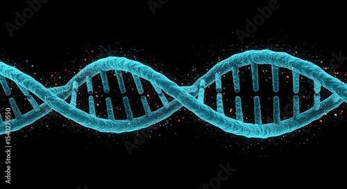 Blue helix DNA strand, a molecular biology illustration representing genetic research and biotechnology