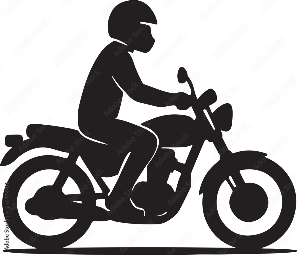 Fototapeta premium Dynamic silhouette of a biker on a motorcycle, perfect for illustrating extreme sport or the thrill of the ride