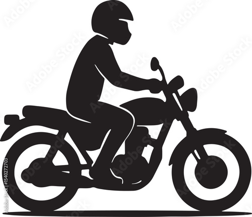Dynamic silhouette of a biker on a motorcycle, perfect for illustrating extreme sport or the thrill of the ride
