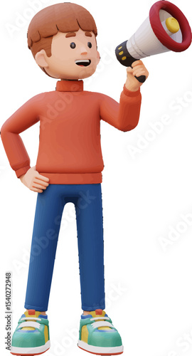Announcement with Megaphone: A vibrant illustration depicts a person, holding a megaphone, ready to make an announcement, conveying a sense of urgency.
