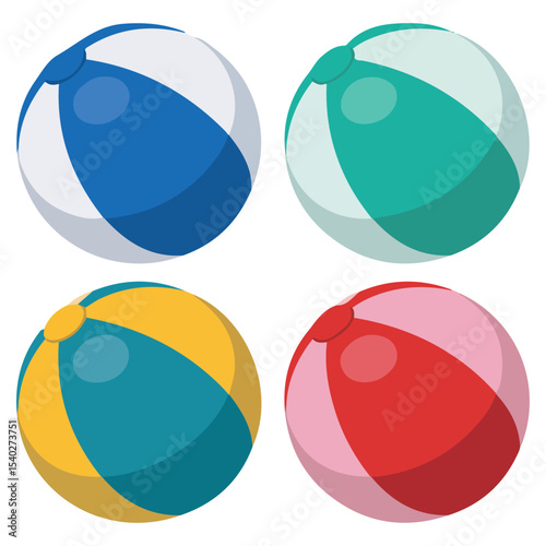 Beach balls colorful set vector isolated white background