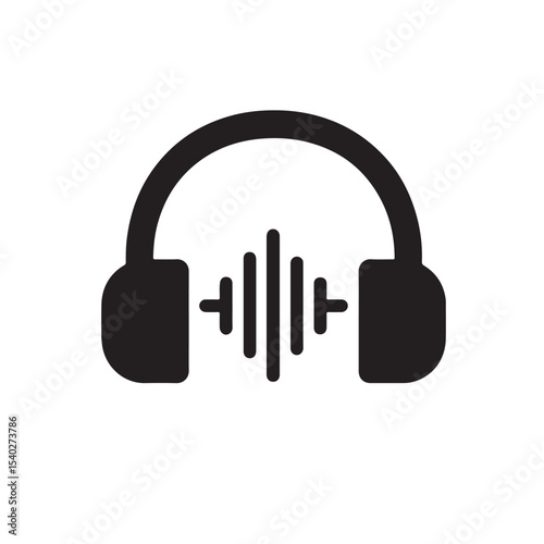 Headphones with Sound Wave Icon for Music and Audio Illustration