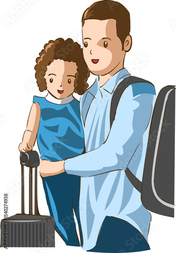Journey Companions: A joyful couple embarks on an adventure, with luggage in tow, symbolizing their anticipation for an unforgettable travel experience.