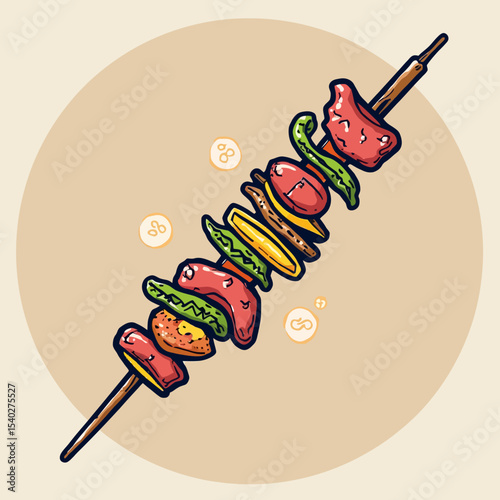 Delicious Grilled Skewers A Vibrant Illustration of Summer BBQ Food