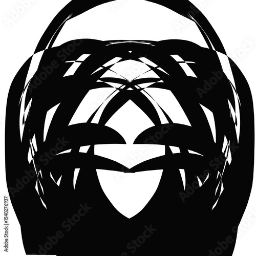 Abstract Black and White Swirl Design Symmetrical Graphic Art