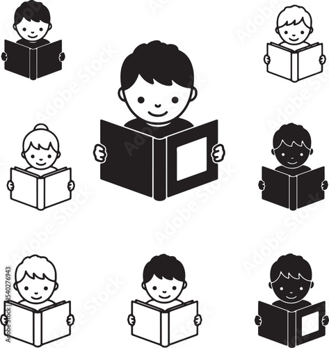 Diverse Children Enjoying Reading Engaging Book Illustrations for Kids