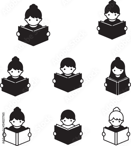 Children Reading Books A Collection of Cute Illustrations