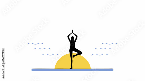 Silhouette of Woman Practicing Yoga at Sunrise