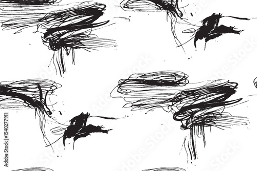 Explore this high-resolution abstract black ink scribble art, perfect for modern design, backgrounds, prints, or fashion. A bold, expressive, and unique monochrome digital artwork pattern.