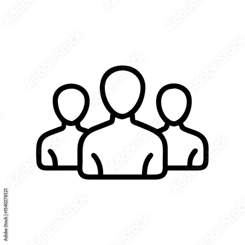 Minimal Line Art Icon of Team Structure with Three Connected People – Human Resource Management and Organizational Hierarchy Concept on White Background