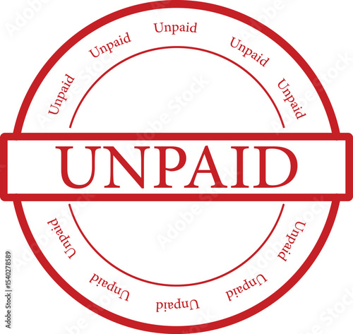 Red "UNPAID" Grunge Rubber Stamp Vector Icon