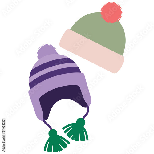 Winter hats earmuffs set vector isolated white background