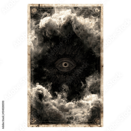 All-Seeing Eye in a Cloudy Sky Vintage Mystical Design