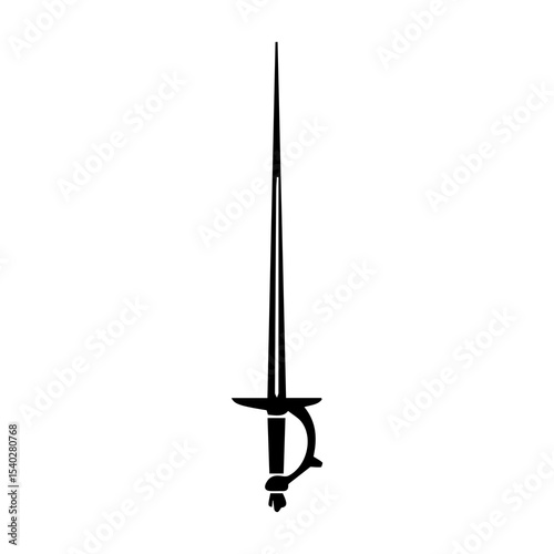 Fencing Sword Silhouette – Classic Rapier or Épée Weapon Vector Illustration

