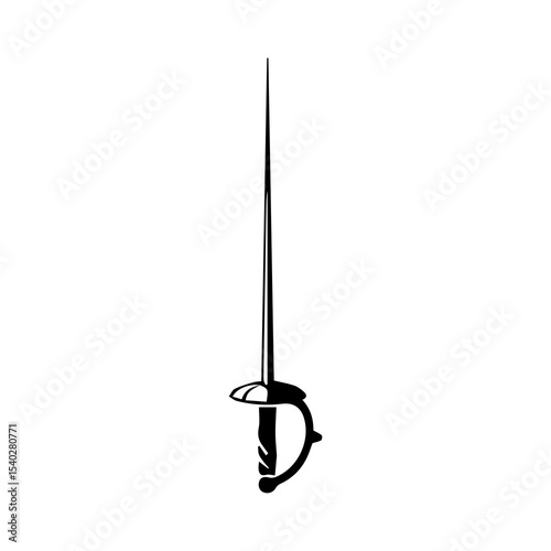 Fencing Sword Silhouette – Classic Rapier or Épée Weapon Vector Illustration

