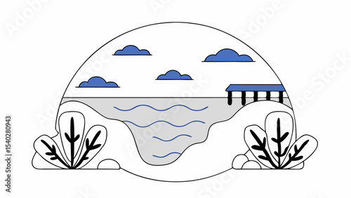 Serene Lakeside Scene with Pier
