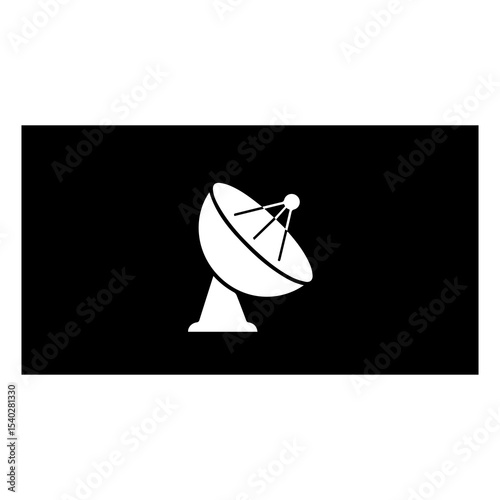 Satellite Dish Silhouette – Communication Antenna Icon in Black

