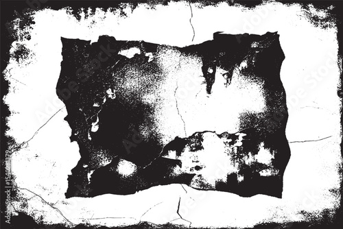 Grunge-style torn paper texture with cracked edges and rough border. Perfect for overlays, posters, backgrounds, album art, or digital design needing a vintage or distressed effect.