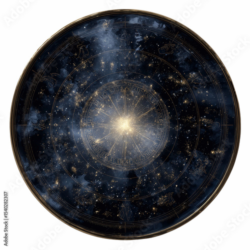 Celestial Orrery Mystical Cosmos in Golden Frame