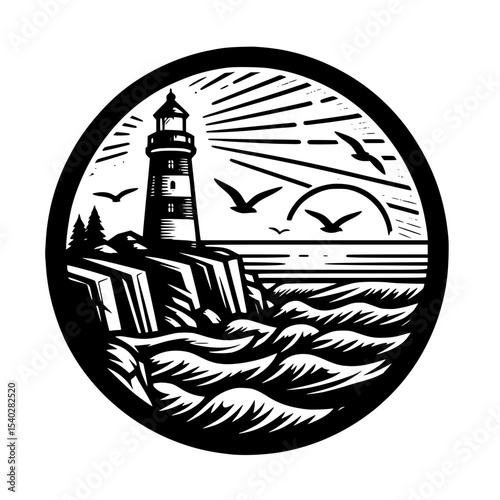 lighthouse silhouette vector illustration