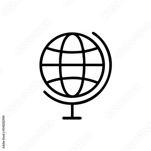 Black Globe Icon in Silhouettes Style Representing Global Network or Internet Connectivity on White Background