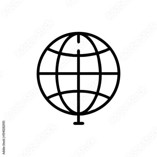 Black Globe Icon in Silhouettes Style Representing Global Network or Internet Connectivity on White Background