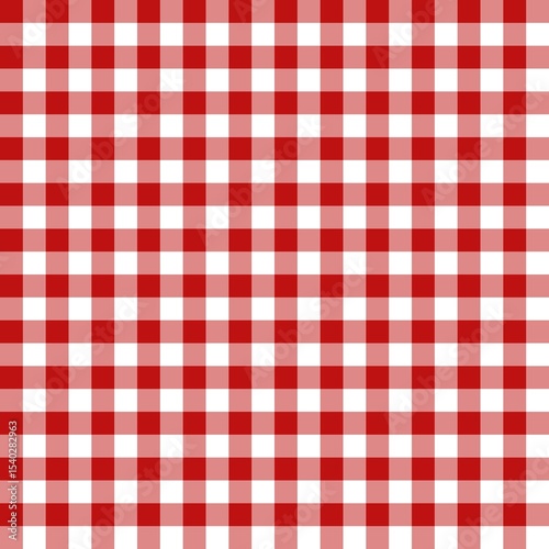 Bright scarlet red gingham seamless pattern with geometric check layout