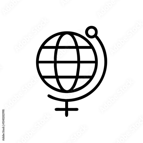 Black Globe Icon in Silhouettes Style Representing Global Network or Internet Connectivity on White Background