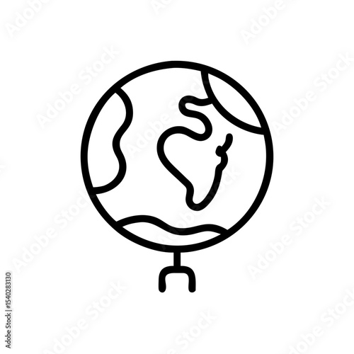 Black Globe Icon in Silhouettes Style Representing Global Network or Internet Connectivity on White Background