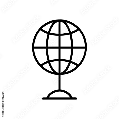 Black Globe Icon in Silhouettes Style Representing Global Network or Internet Connectivity on White Background