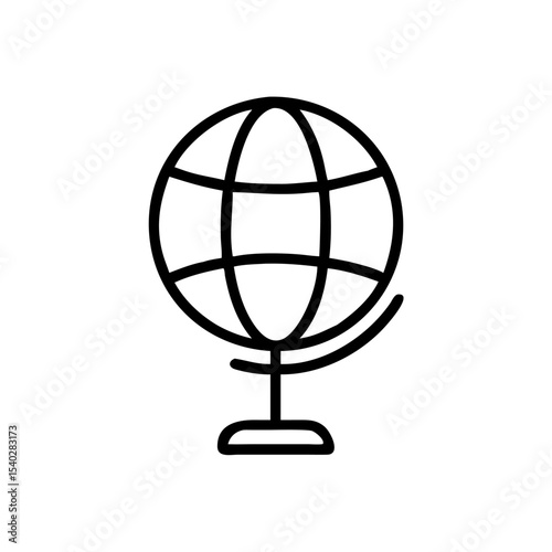 Black Globe Icon in Silhouettes Style Representing Global Network or Internet Connectivity on White Background