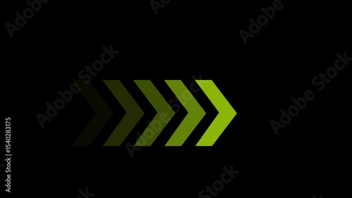 Green arrow directional indicators pointing right on a black background perfect for navigation and ui design