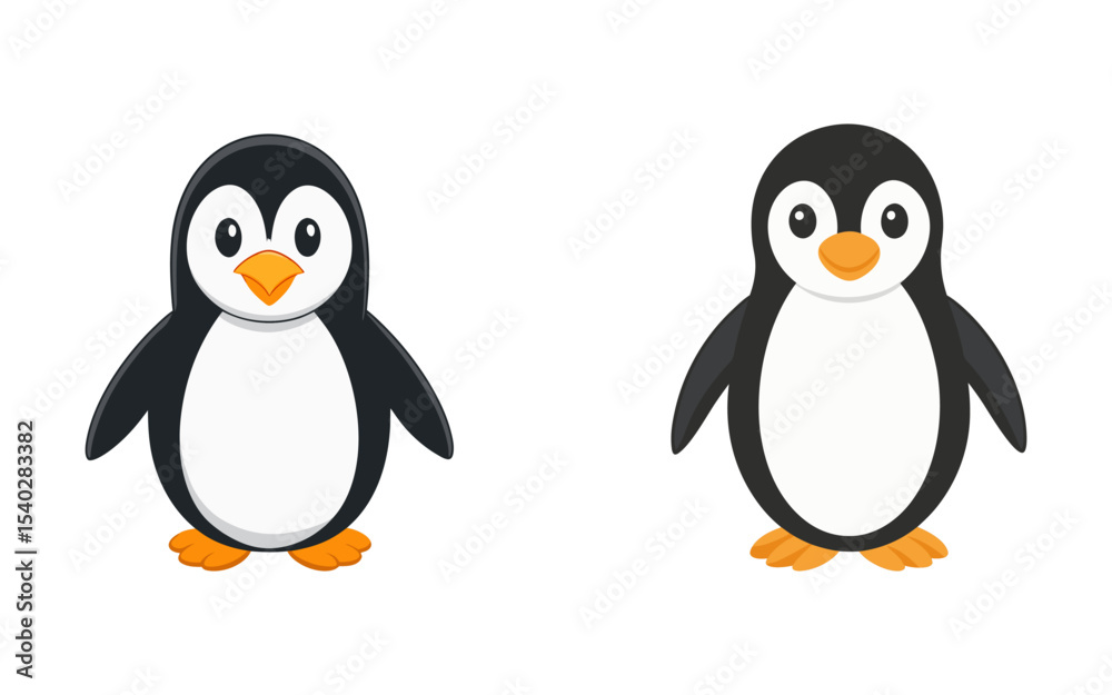 Naklejka premium Set of cartoon cute penguin vector illustration design