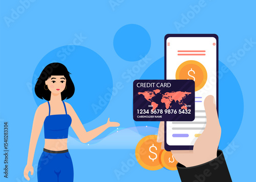 Flat design vector colored illustration concept for mobile banking and online payment isolated on bright background