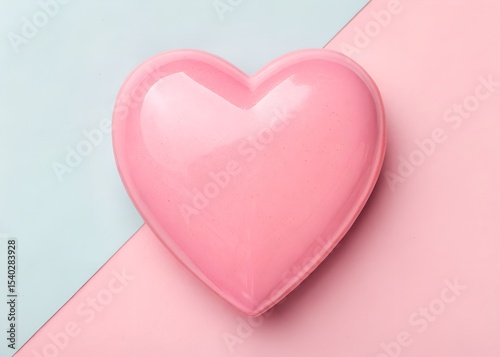 Pink Heart Shape on Soft Pastel Background with Glossy Finish