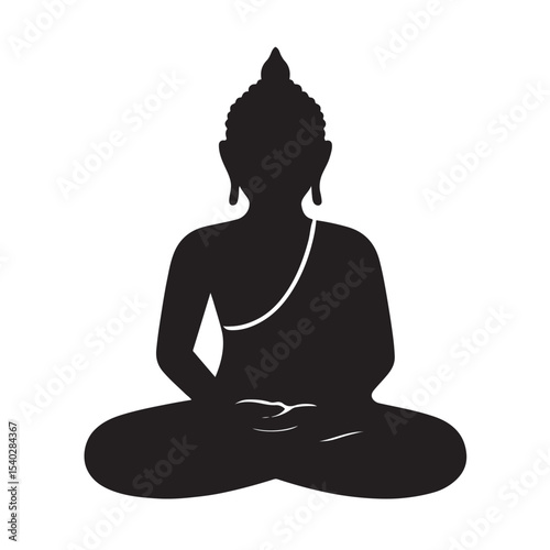 Meditating Buddha Logo Design Symbol of Buddhist Meditation