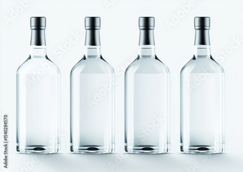 Wallpaper Mural Four Clear Vodka Bottles Isolated on White Torontodigital.ca