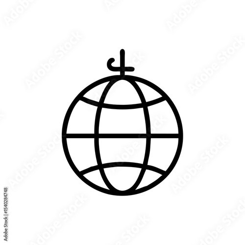 Black Globe Icon in Silhouettes Style Representing Global Network or Internet Connectivity on White Background