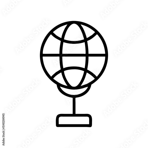 Black Globe Icon in Silhouettes Style Representing Global Network or Internet Connectivity on White Background